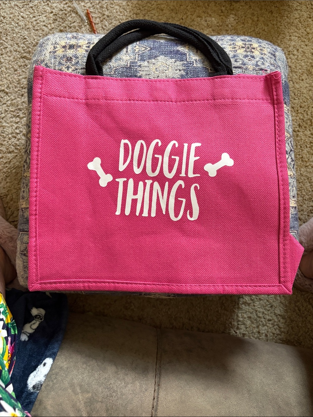 Pink Canvas Tote Bag with Handles